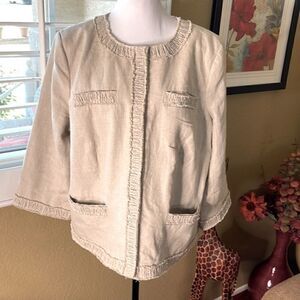 Michael Kors Linen Blazer/Jacket Tan/Beige, SZ 20W